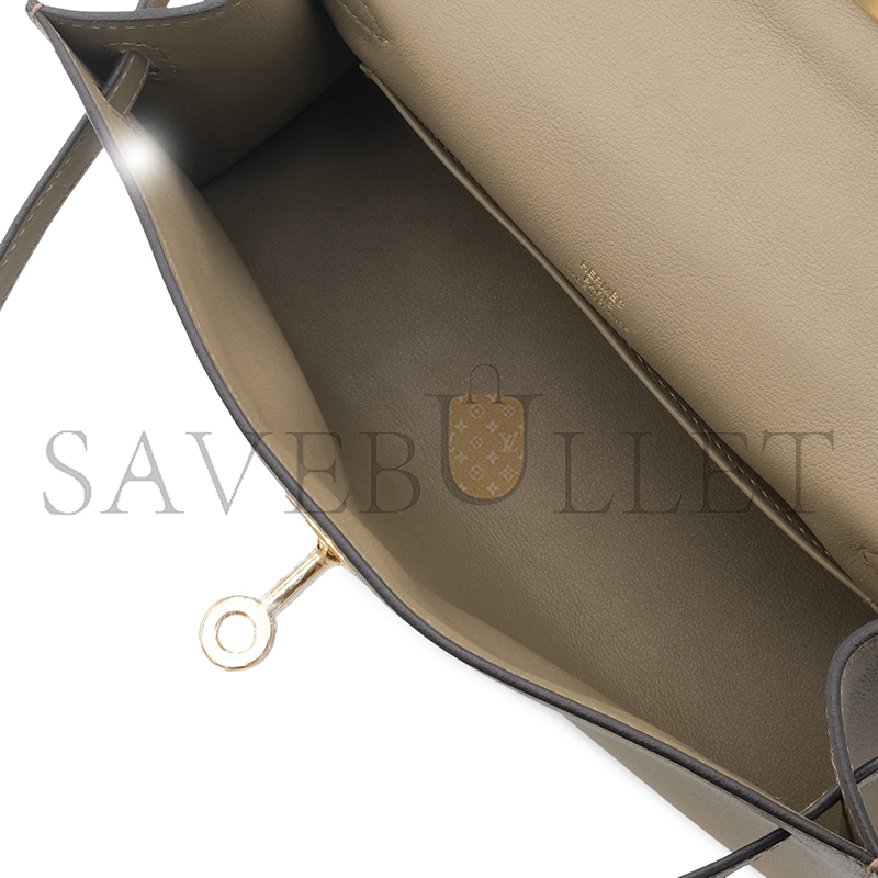 HERMES KELLY POCHETTE SWIFT GOLD HARDWARE (22*14*7cm)